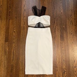 Noam Hanosh White Dot Mesh Dress Size 2